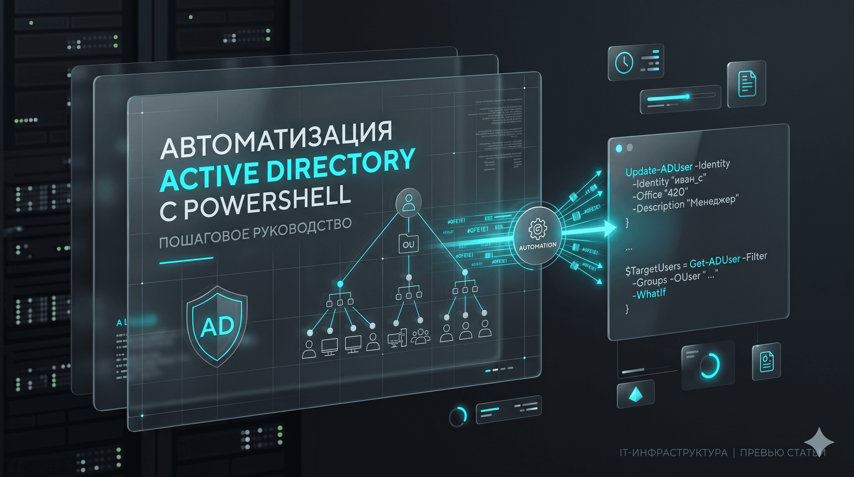 Обложка статьи «Как автоматизировать управление атрибутами в Active Directory скриптами на PowerShell»